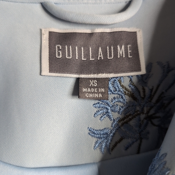 NWOT Guillaume Baby Blue Belted Jacket with Floral Embroidery, Size XS - Picture 3 of 8